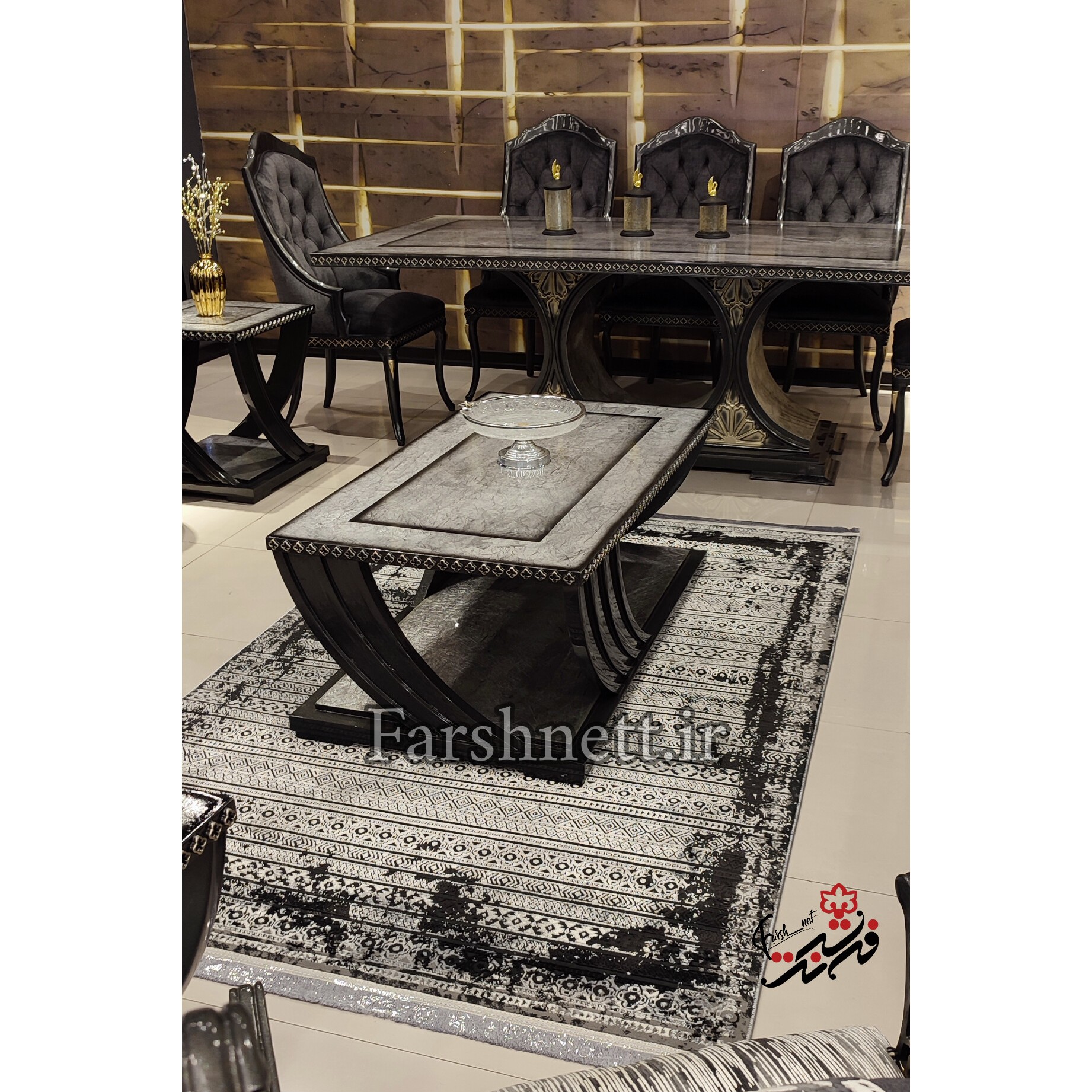 فرش ماشینی لوتوس طرح 9352 رنگ مشکی