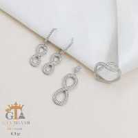 نیم ست نقره طرح بی نهایت مدل طلا سفید کد 16243