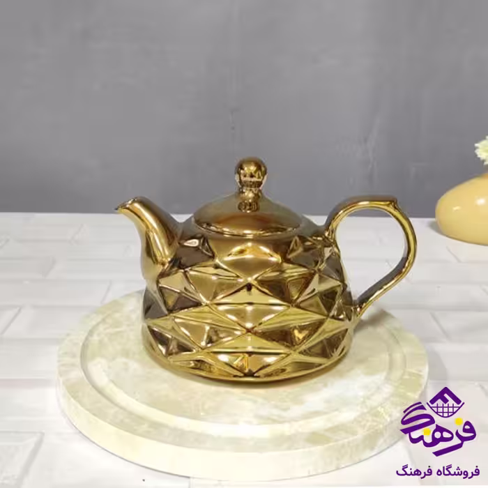 قوري چيني نسترن طلايي 24دک