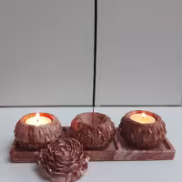 ست 4 تیکه جاشمعی و جاعودی با گل رز