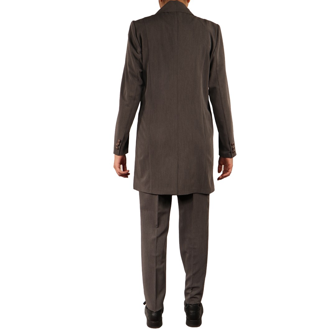 مانتو زنانه اداری مدل ماریا تک دکمه طوسی