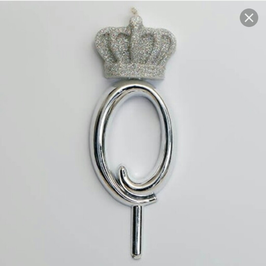 شمع عدد 0 نقره ای طرح تاج 