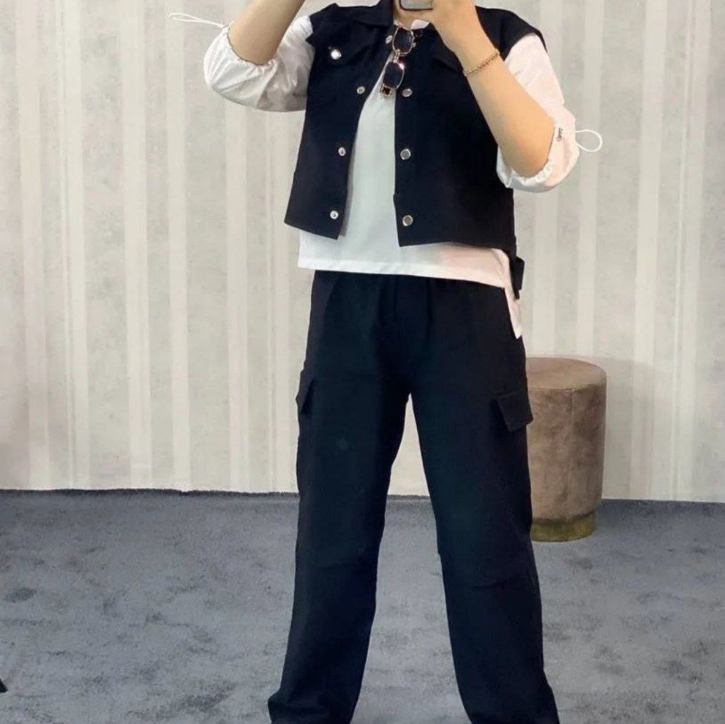 ست سه تیکه زنانه. سه تیکه شومیز زنانه جلیقه زنانه شلوار زنانه. ارسال رایگان