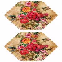رومیزی مخمل طرح گل دو عدد سایز 30 در 50 مدل T5-825 شرکت رنس