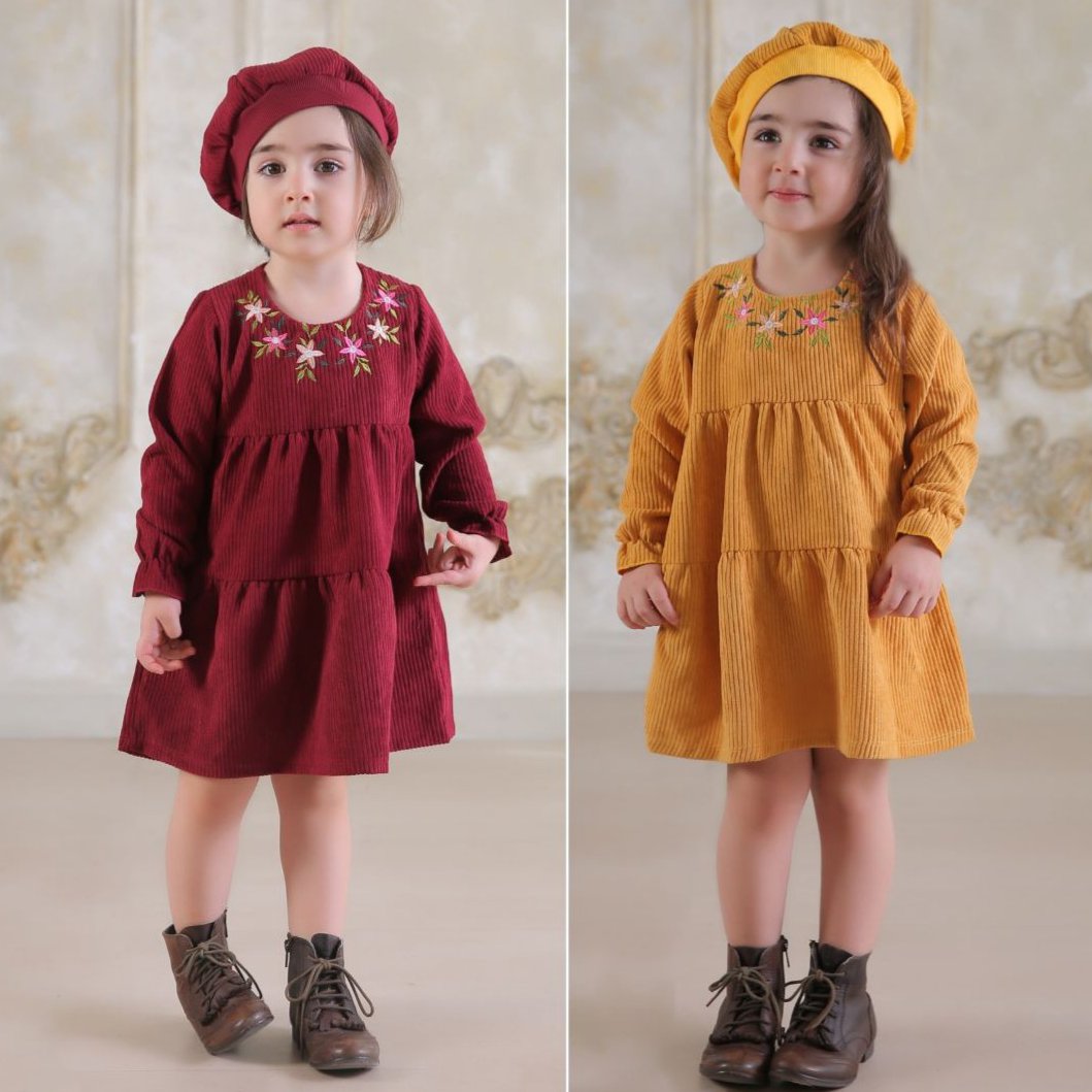 پیراهن و کلاه مخمل دخترانه