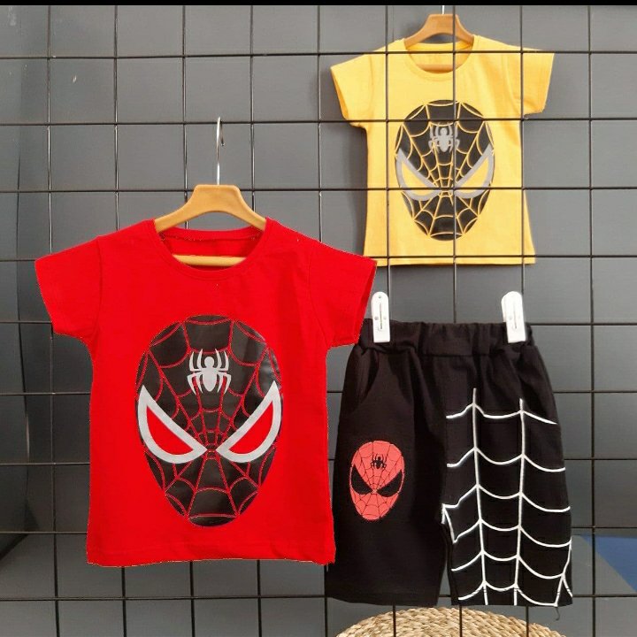 ست تیشرت شلوارک پسرانه طرح ماسک عنکبوتی 171n