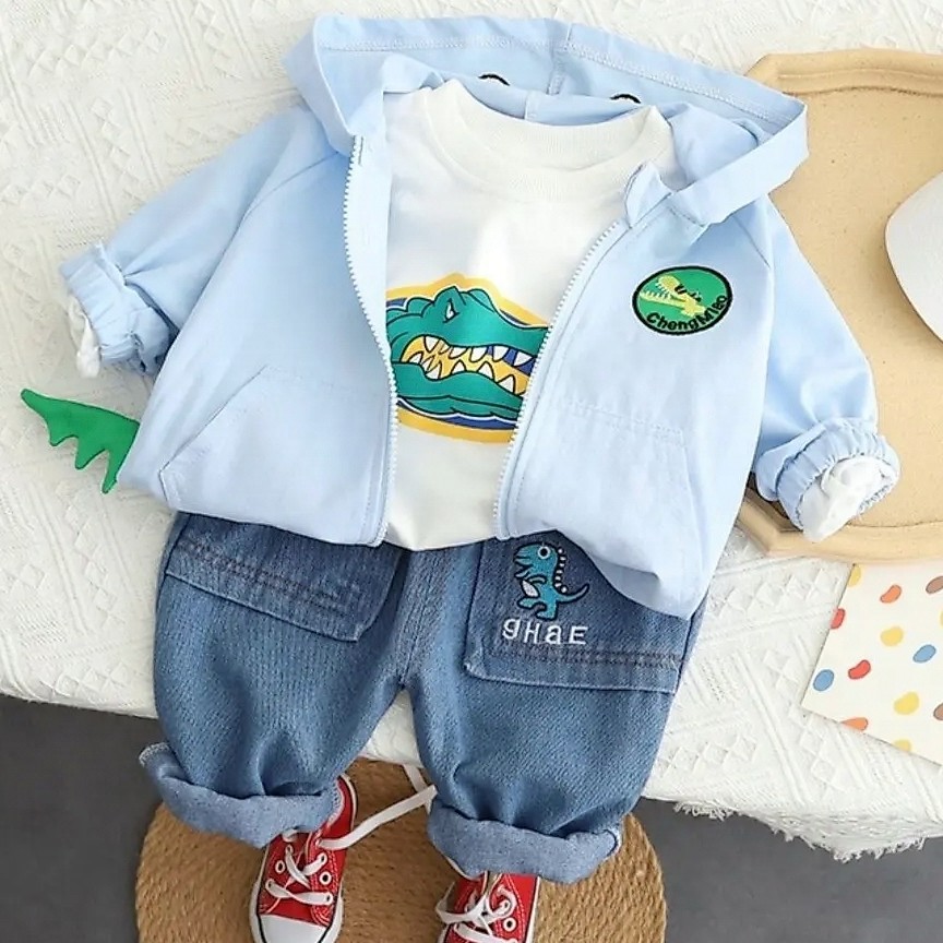 لباس بچگانه سه تیکه جذاب مدل تمساح مناسب 1تا 5سال 