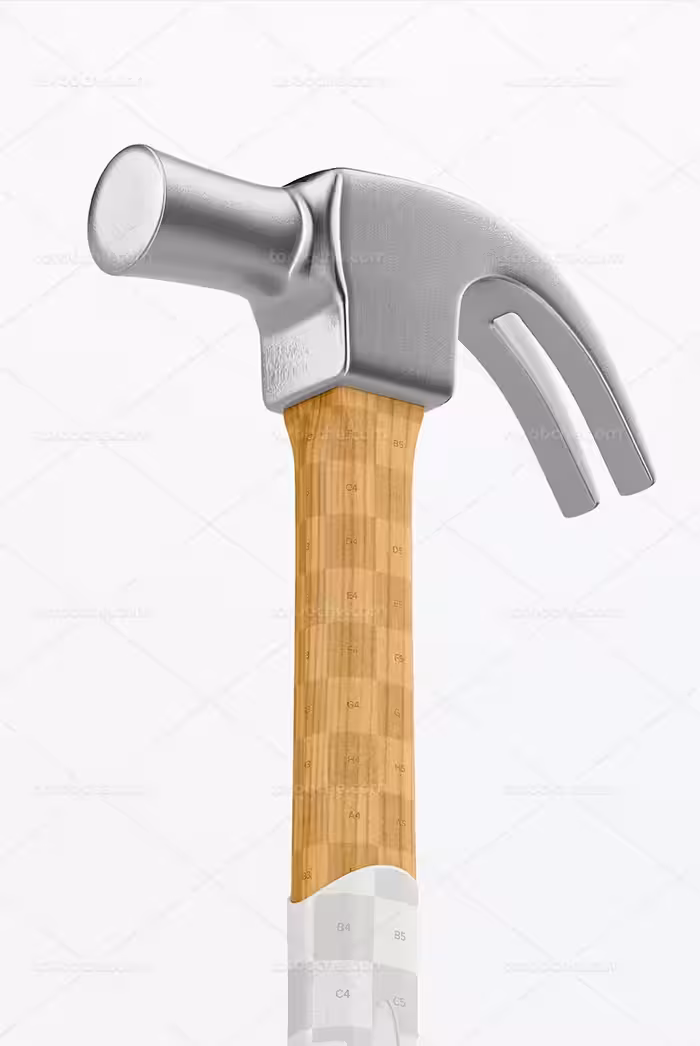 موکاپ چکش از زاویه رو به رو | گرافیک با طعم تربچه