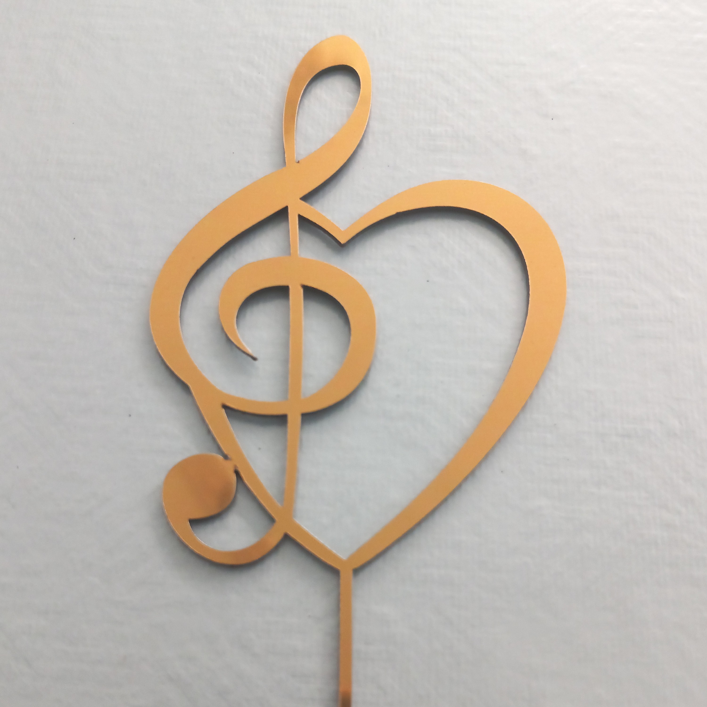 تاپر کیک قلب نت موسیقی ( تاپر عاشقانه ) رنگ طلایی