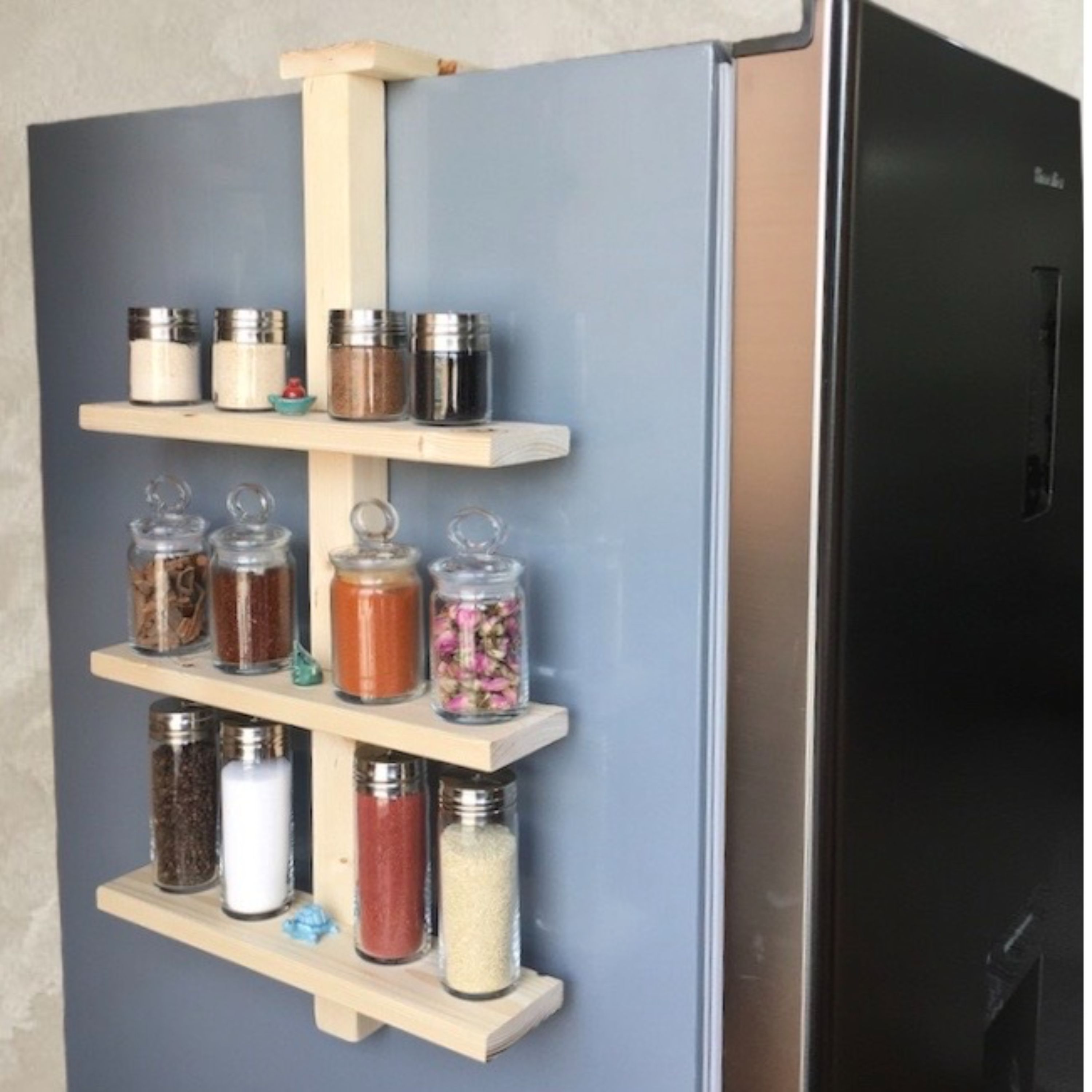 شلف دیواری کنار یخچال روستیک دکور مدل W1010 