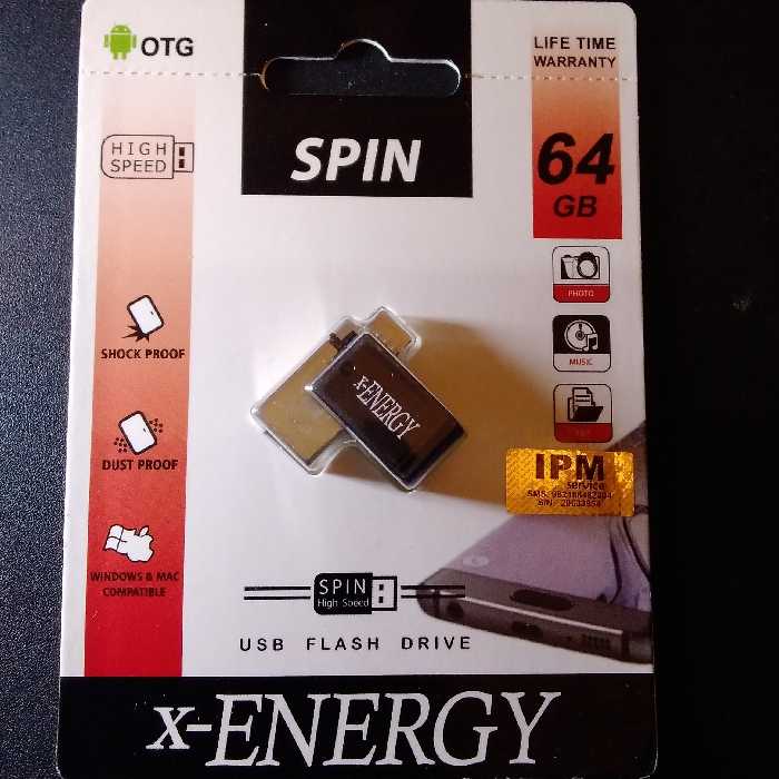 فلش مموری ایکس انرژی 64 گیگ  با OTG با گارانتی مادام العمر