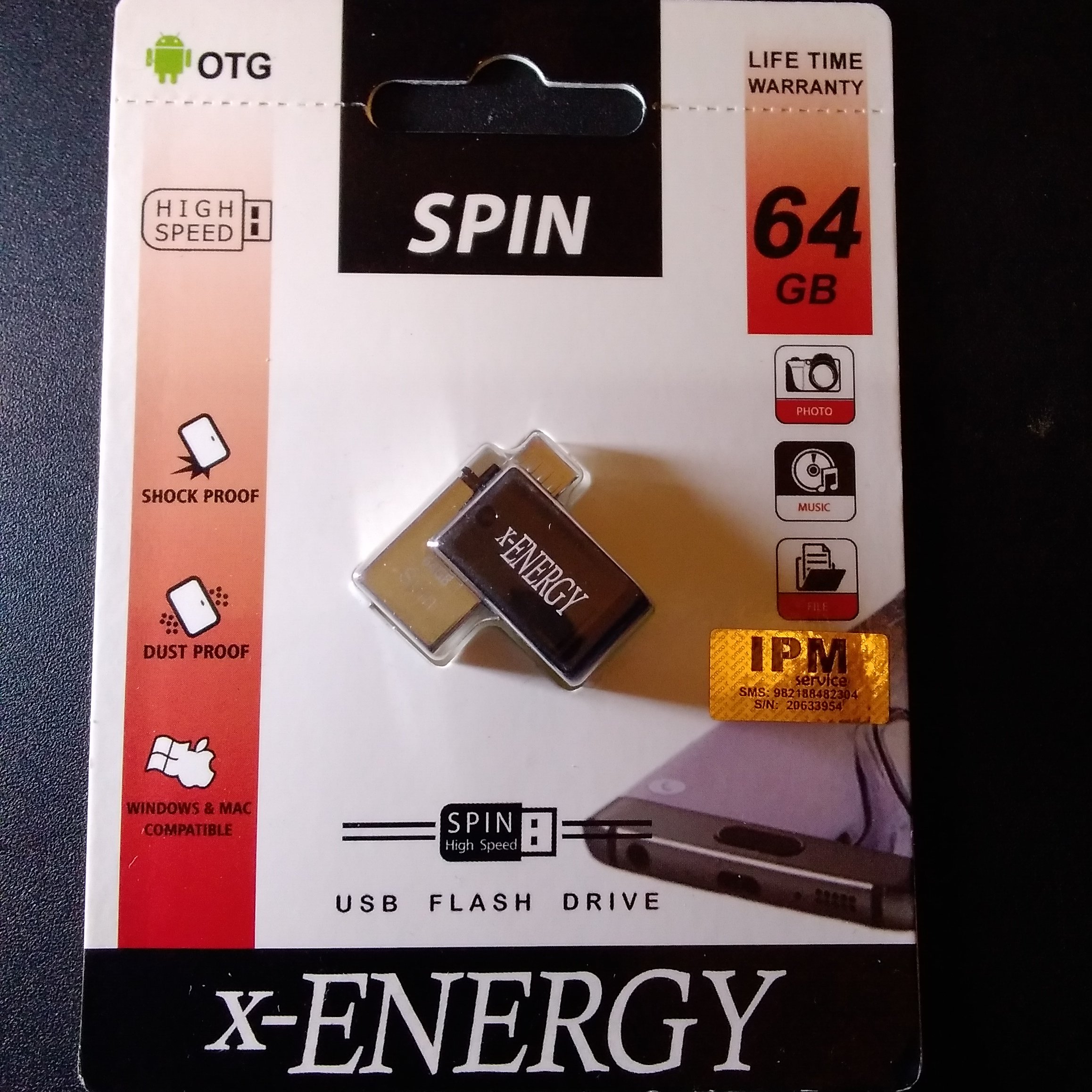 فلش مموری ایکس انرژی 64 گیگ  با OTG با گارانتی مادام العمر