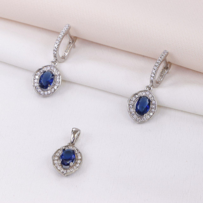 نیم ست نقره ظریف و زیبا با روکش طلا سفید کد 163551