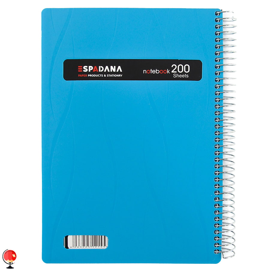 دفتر مشق 200 برگ سیمی جلد طلقی رنگی اسپادانا آبی