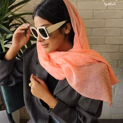 شال پلیسه نخی تک رنگ قواره استاندارد رنگ گلبهی
