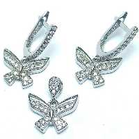  نیم ست نقره جواهری طرح پروانه با روکش رادیوم