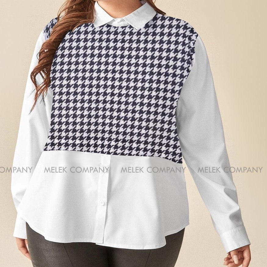 بلوز مجلسی یقه بیبی پشت دکمه خور آستین بلند جنس کرپ و نخ پنبه کشی 