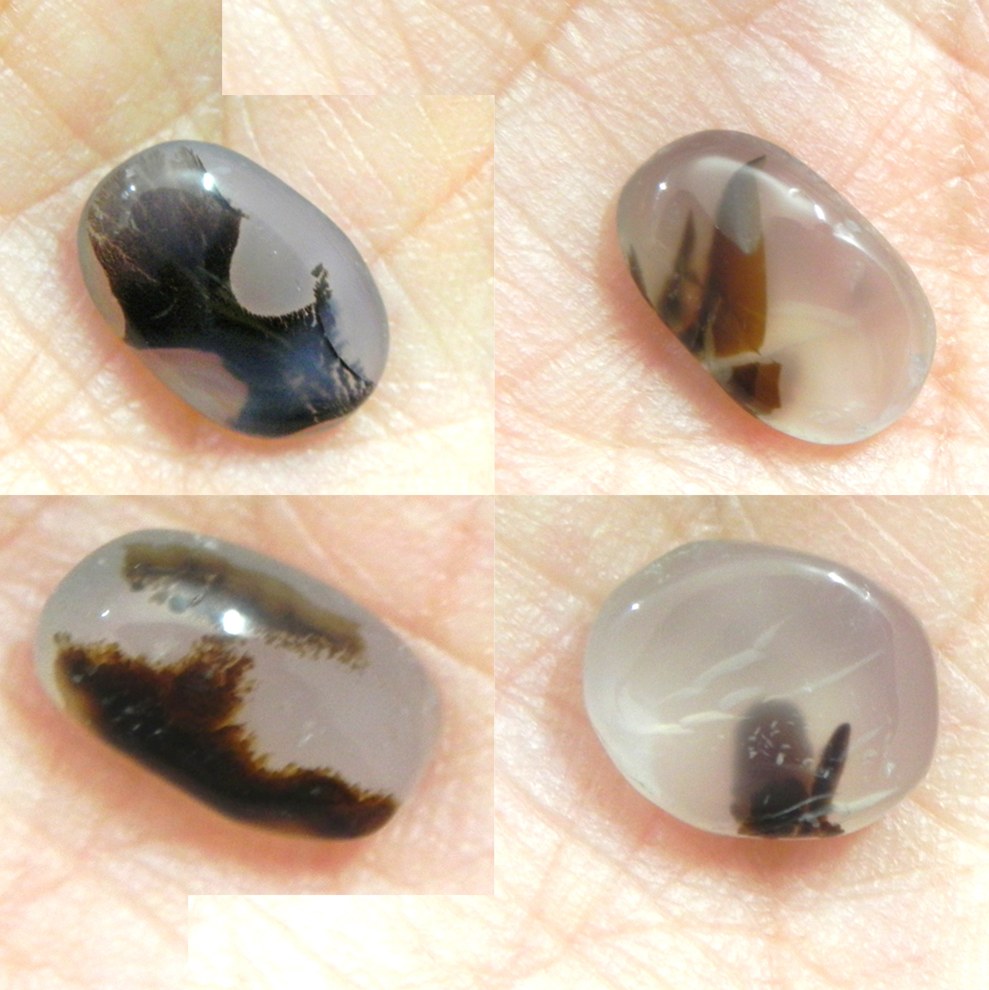 4 عدد باهم نگین عقیق شجر قائن اصل معدنی 1.2سانت