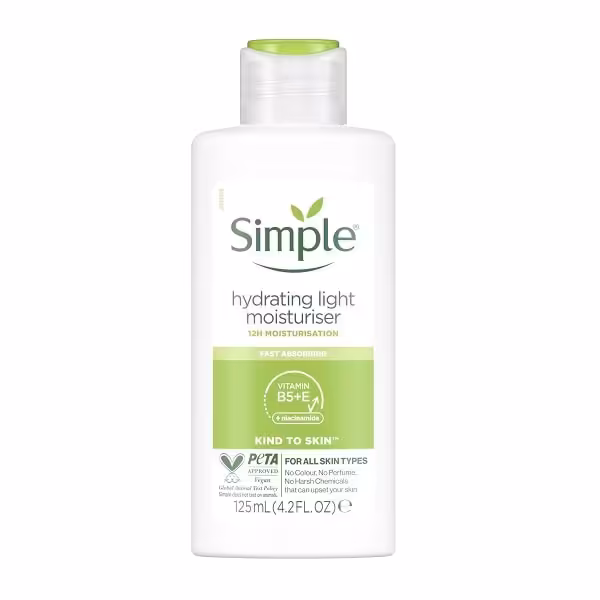 کرم مرطوب کننده و آبرسان سیمپل SIMPLE مدل لایت LIGHT حجم 125 میل | مناسب انواع پوست