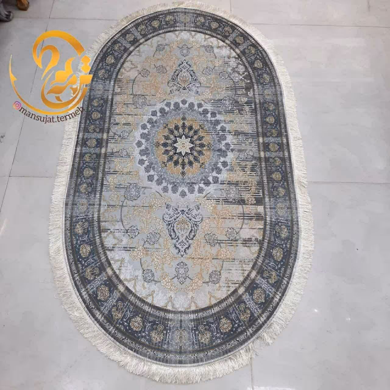 فرشینه مخمل طرح ترک بیضی