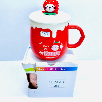 ماگ فانتزی با طرح خرگوش - درب دار