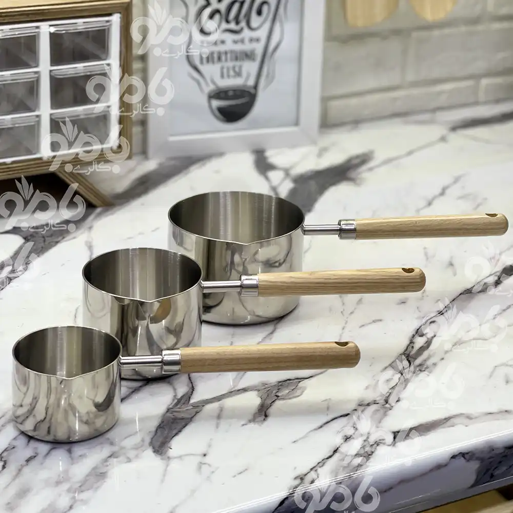 شیر جوش استیل سیلور دسته چوبی