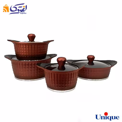 سرویس قابلمه 8 پارچه یونیک مدل نگینی قرمز UN-8205