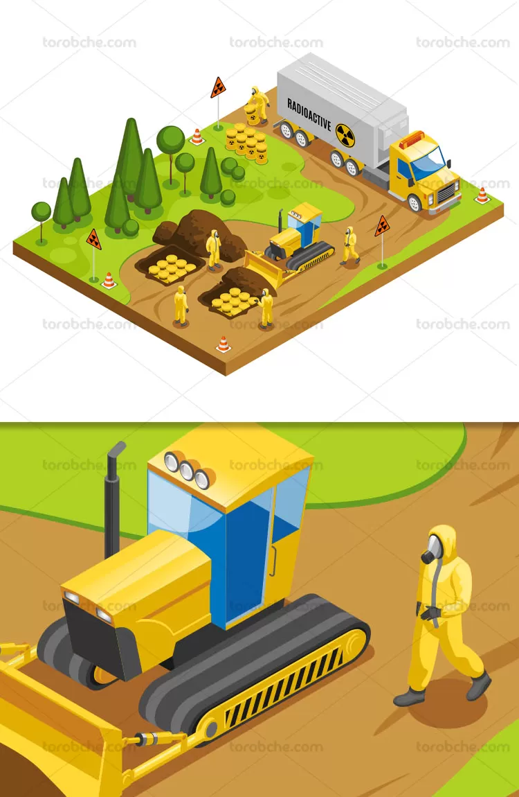 وکتور ایزومتریک دفع رادیواکتیو | گرافیک با طعم تربچه
