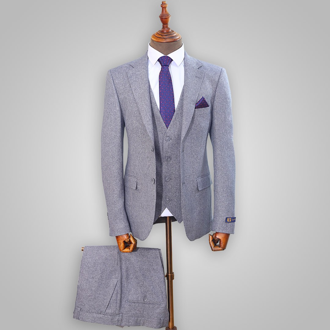 کت و شلوار ژیله دار اسلپ رنگ آبی کد 1415