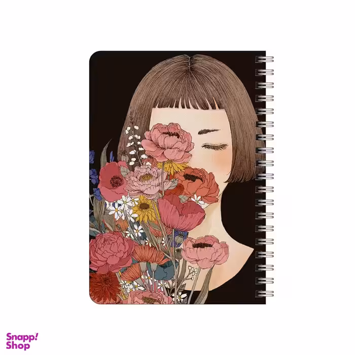 دفترچه یادداشت 80 برگ بامبیلیپ مدل چوبی طرح دختر و دسته گل کد 7022878