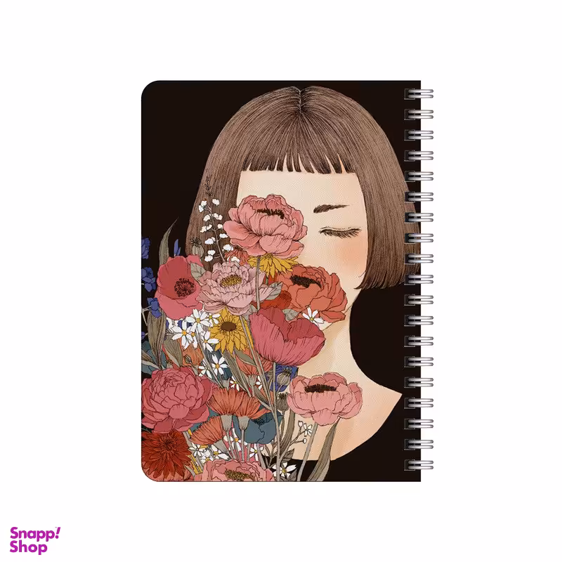 دفترچه یادداشت 80 برگ بامبیلیپ مدل چوبی طرح دختر و دسته گل کد 7022878