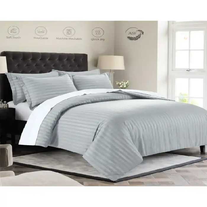 سرویس لحاف دو رویه یک نفره 6 تکه عرض 120 نقره ای ای اس اف ASF مدل هتلی