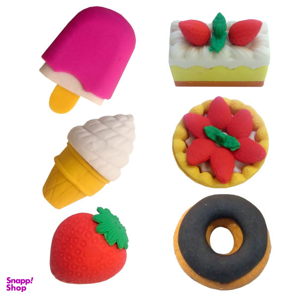 پاک کن مدل فانتزی طرح بستنی و دونات و کیک 347 مجموعه 6 عددی