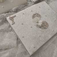 دفتر بله برون مخملی با دیزاین پنل ترک و مروارید