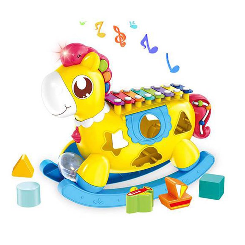 بلز اسباب بازی چند کاره هانگر Huanger مدل راکر اسب زرد کد HE8024