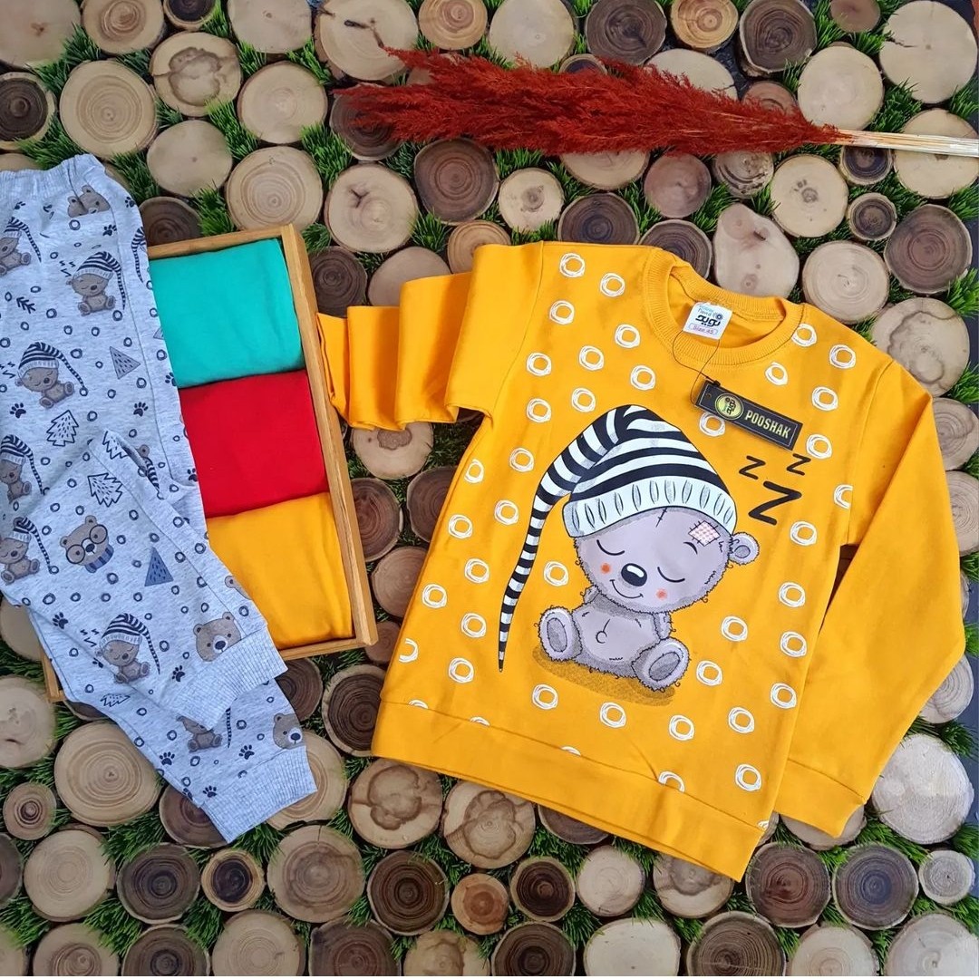 بلوز شلوار پسرانه طرح خرس خوابالو پاییزه