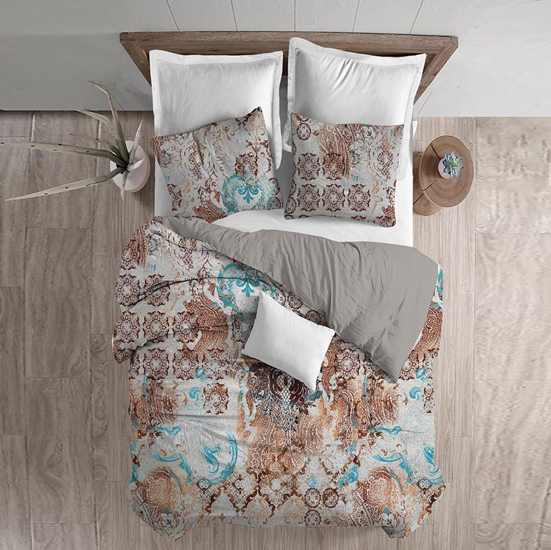 روتختی مدل مینایی آبی یکنفره 4تکه جنس میکرو