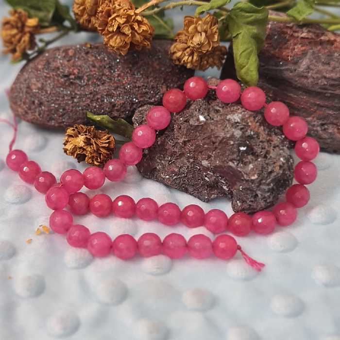 ریسه سنگ عقیق صورتی زیبا  تراش سایز 10 زیبا ودرجه یک ،هر یک  عدد مهره