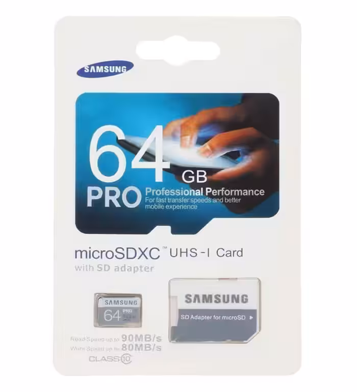 کارت حافظه میکرو اس دی ایکس سی سامسونگ مدل UHS-I U3 کلاس 10 با سرعت 90 مگابایت در ثانیه به همراه آداپتور ظرفیت 64 گیگابایت