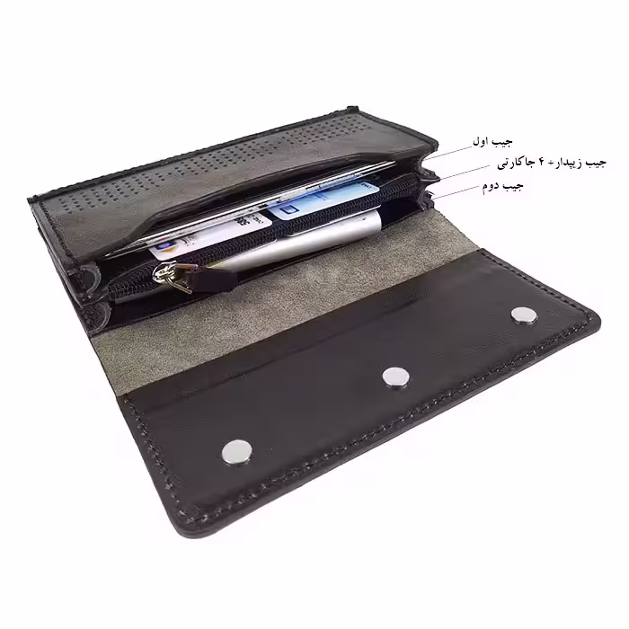 کیف موبایل کمری چرم طبیعی G-106 (چرم گاوی مشکی)