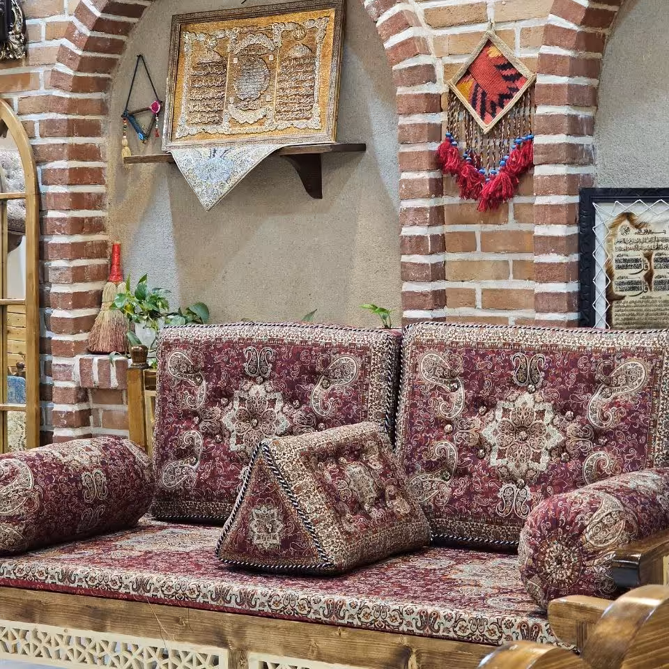 ست 6 تکه پشتی سنتی طرح الماس رنگ قرمز 