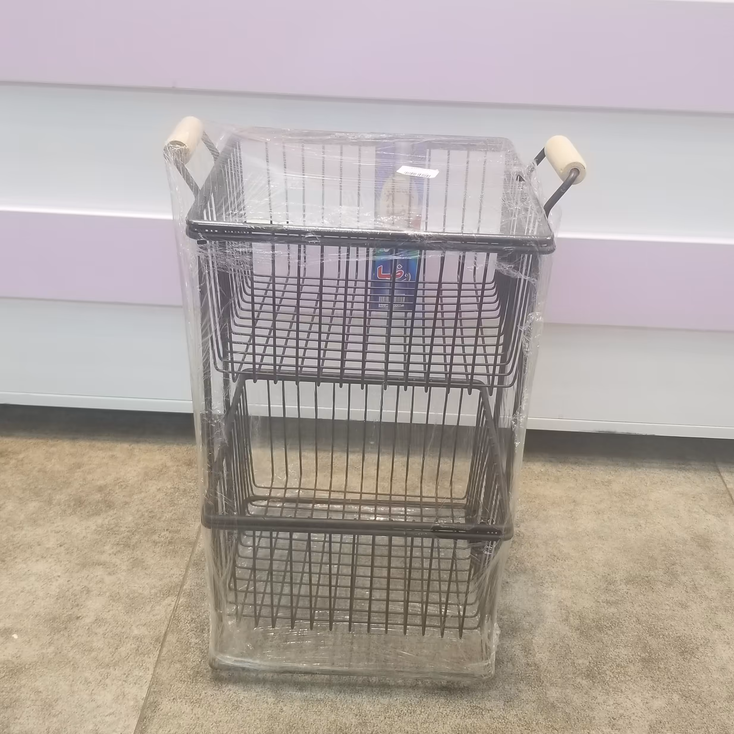 جای سیب زمینی پیاز2 طبقه مربع فلزی دسته چوبی