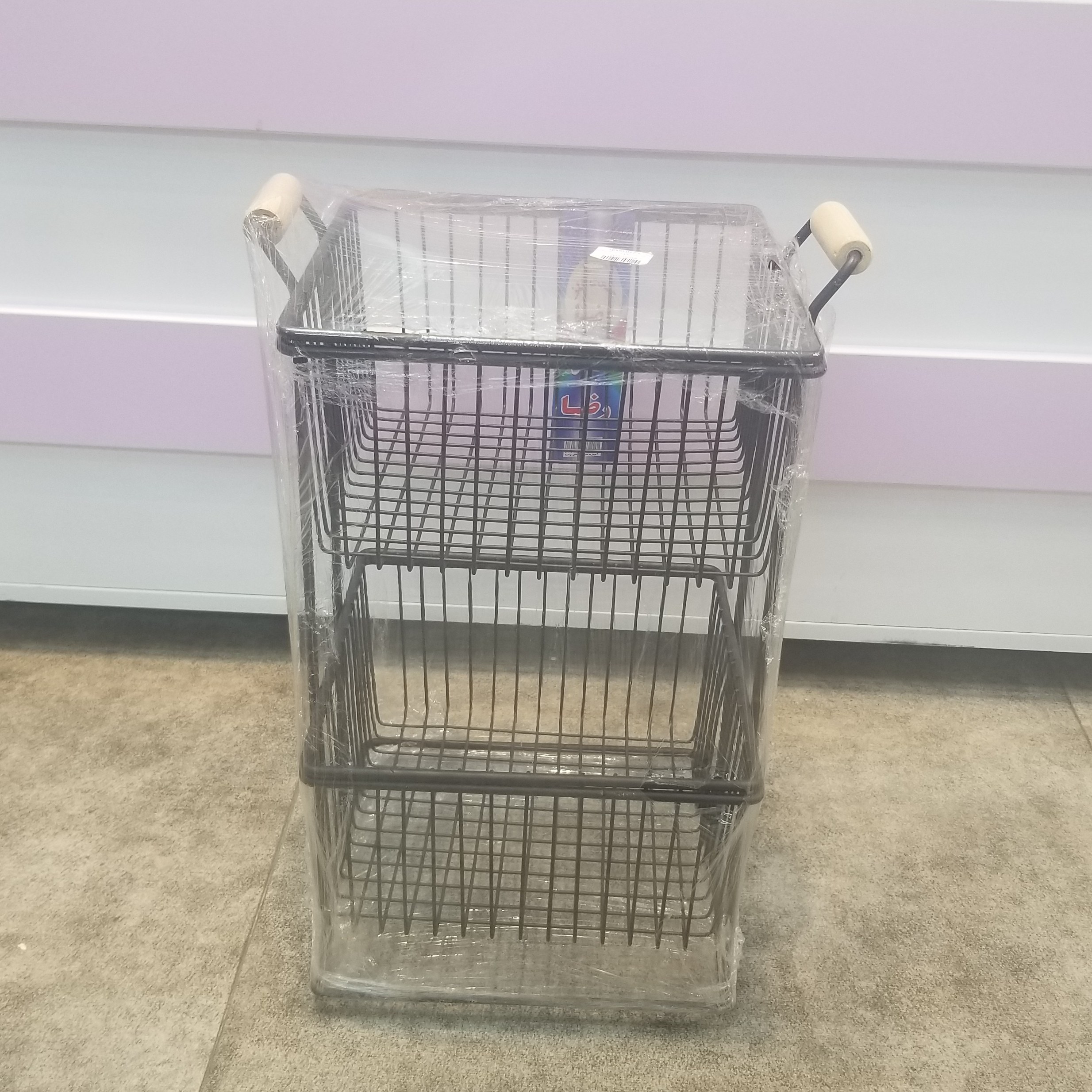 جای سیب زمینی پیاز2 طبقه مربع فلزی دسته چوبی