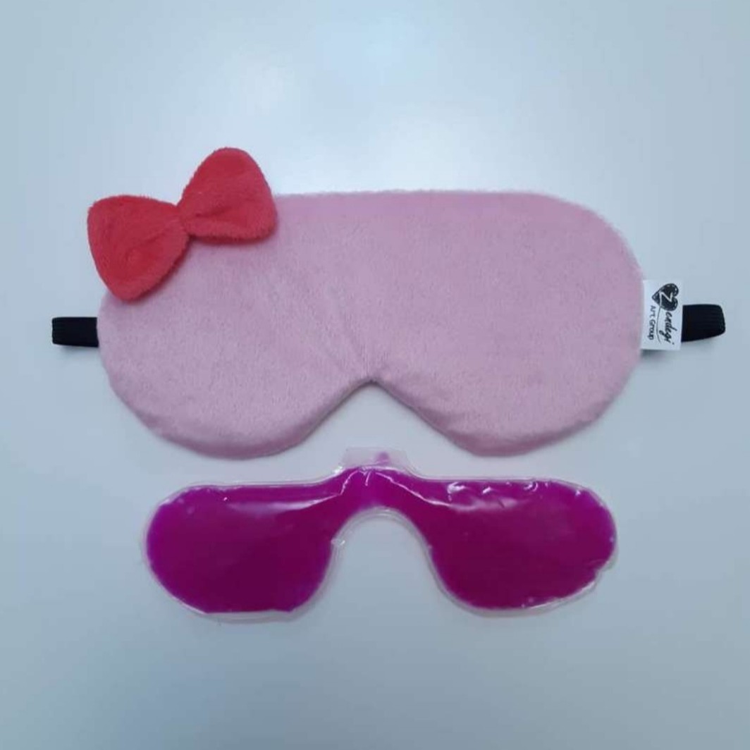 چشمبند خواب کمپرسی صورتی با پاپیون سرخابی 