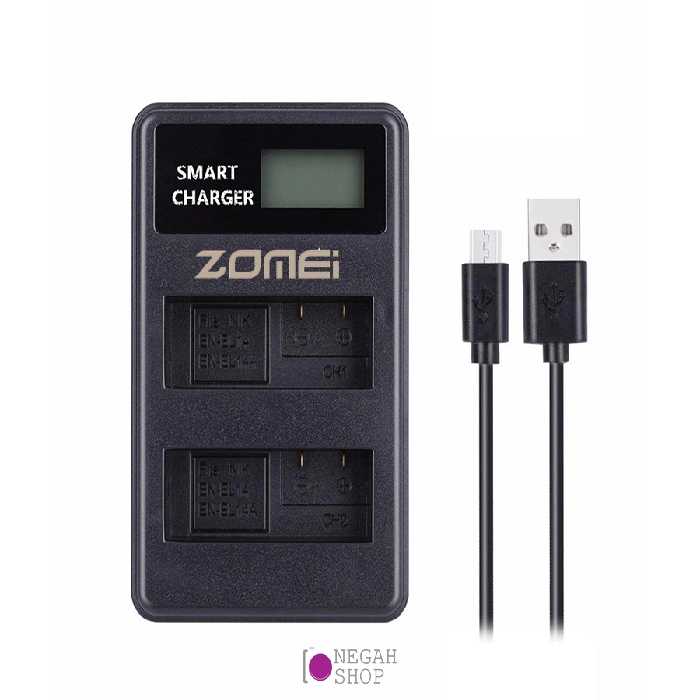 شارژر دوبل باتری Zomei EN-EL14 مدل LCD USB Type C / Micro