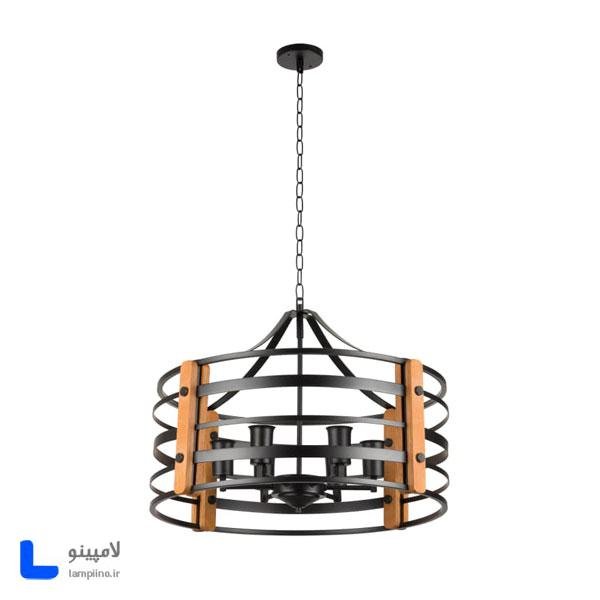 چراغ آویز شش شعله چوب فلز مدل BAM-9026