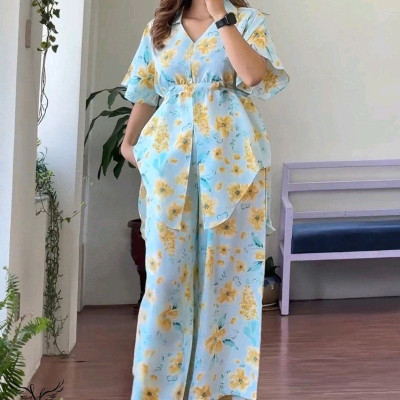 ست شومیز شلوار مجلسی سایزبزرگکرپ حریر فرانسه