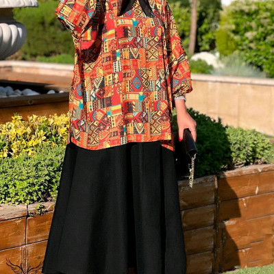 ست دوتکه مانتو دامن مجلسی سایز بزرگ