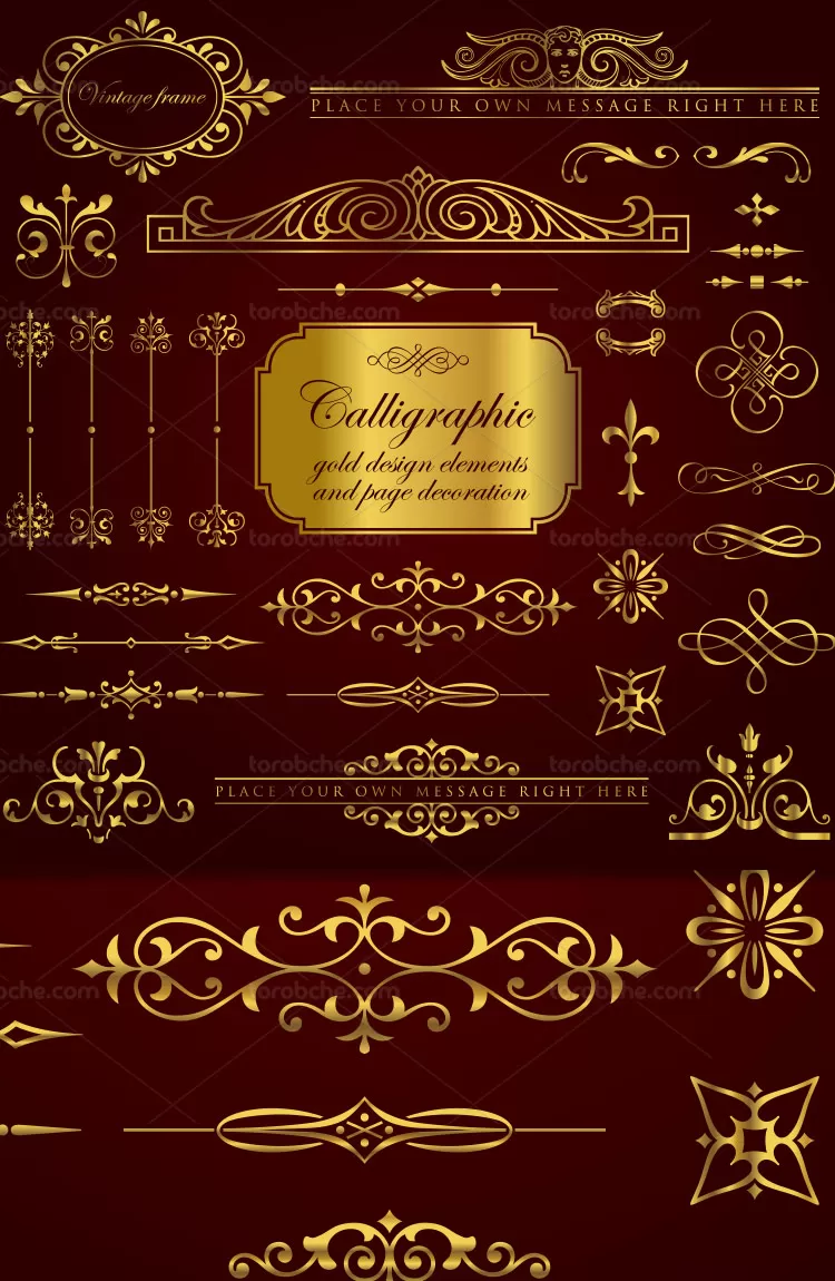 وکتور کادر و حاشیه طلایی رنگ | گرافیک با طعم تربچه