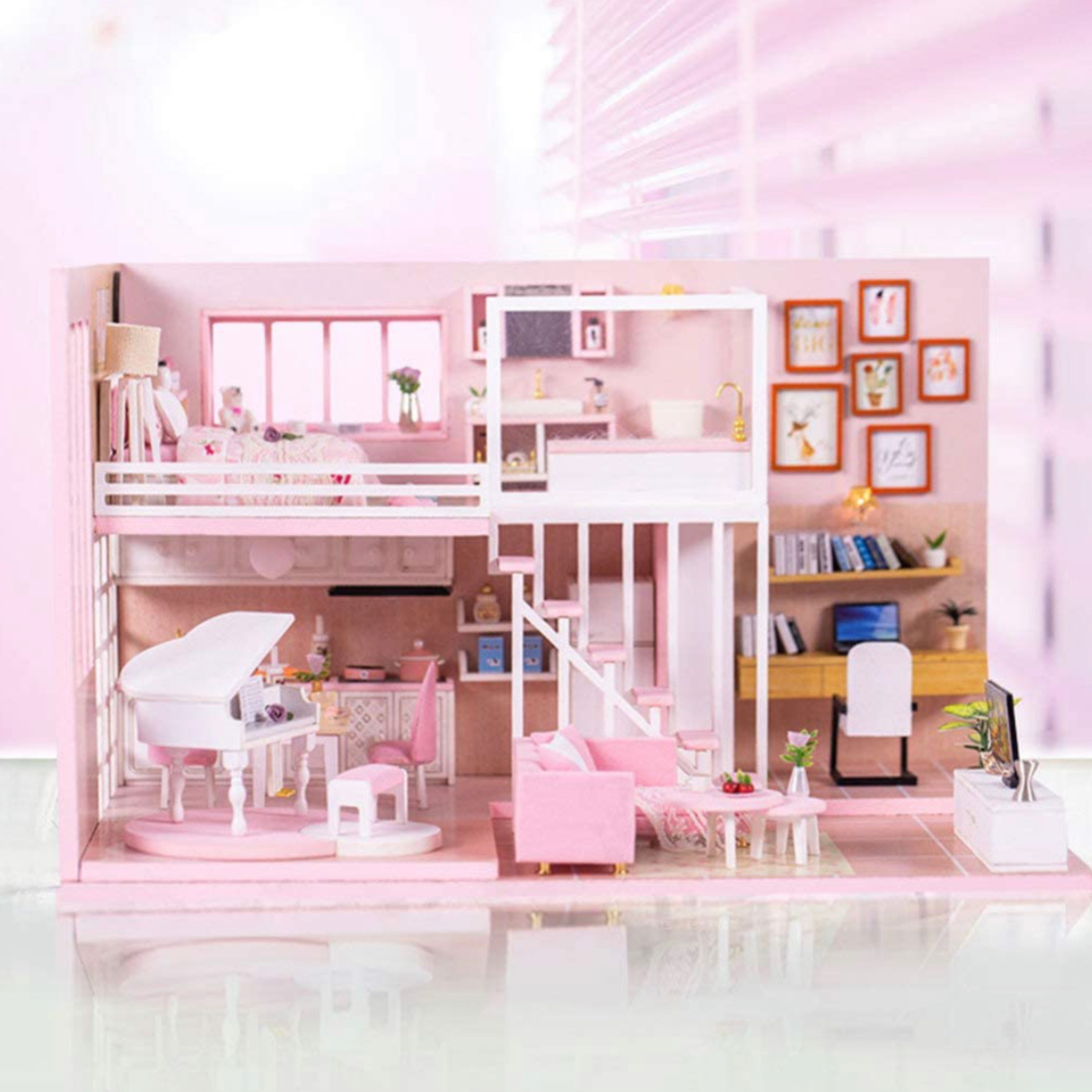 کیت خانه مینیاتوری ( عروسکی) ساختنی صورتی